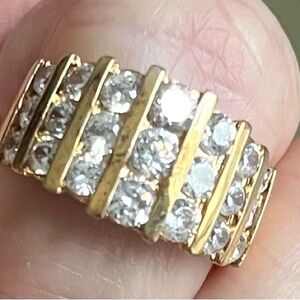 Gold Over 925 Silver Pyramid Geometric CZ Ring 6
